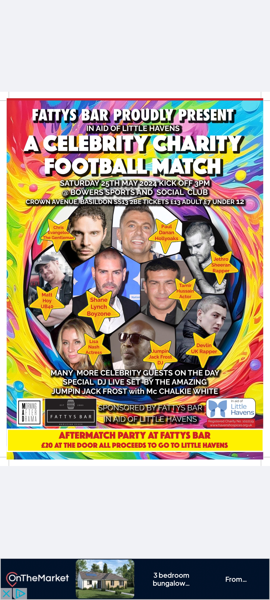 Featured image for “Celebrity charity football match taking place at Bowers & Pitsea”